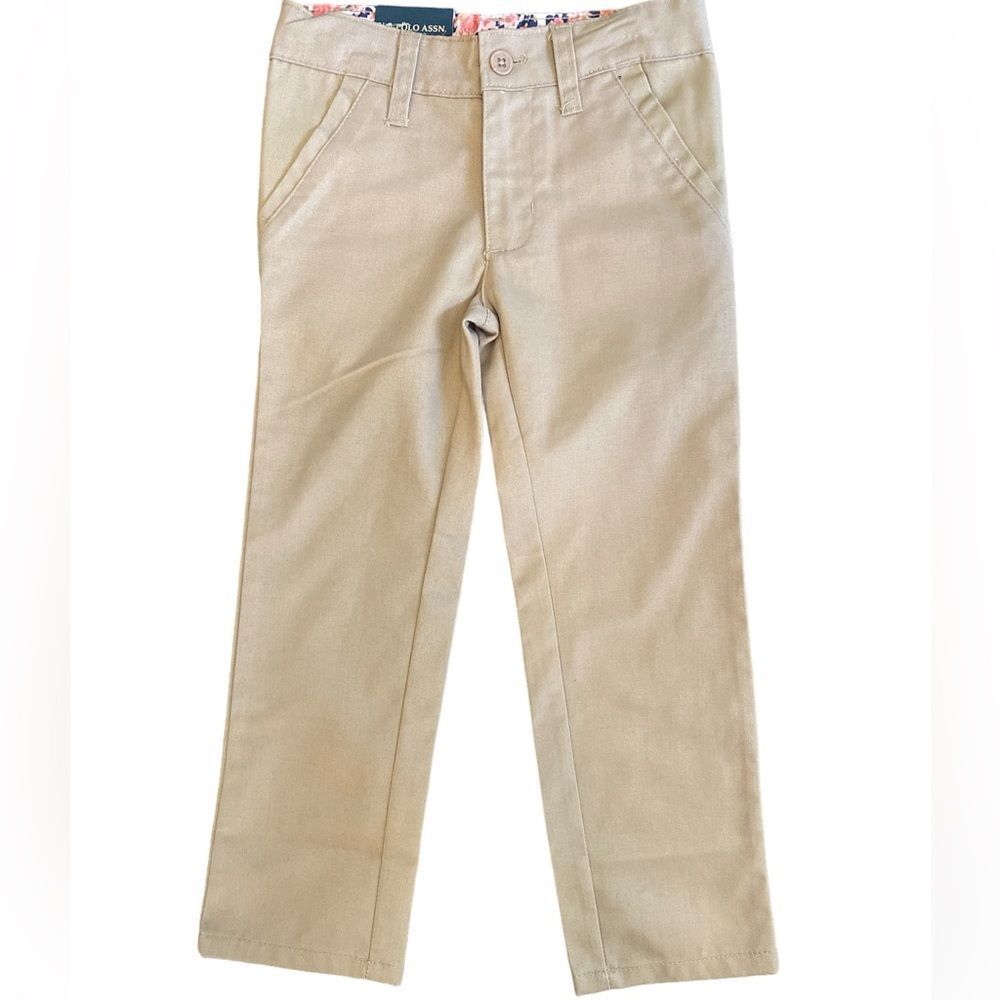 U.S. Polo Assn. Girls Skinny Khaki Pants Size 4 Adjustable Waist 18” Inseam NWT